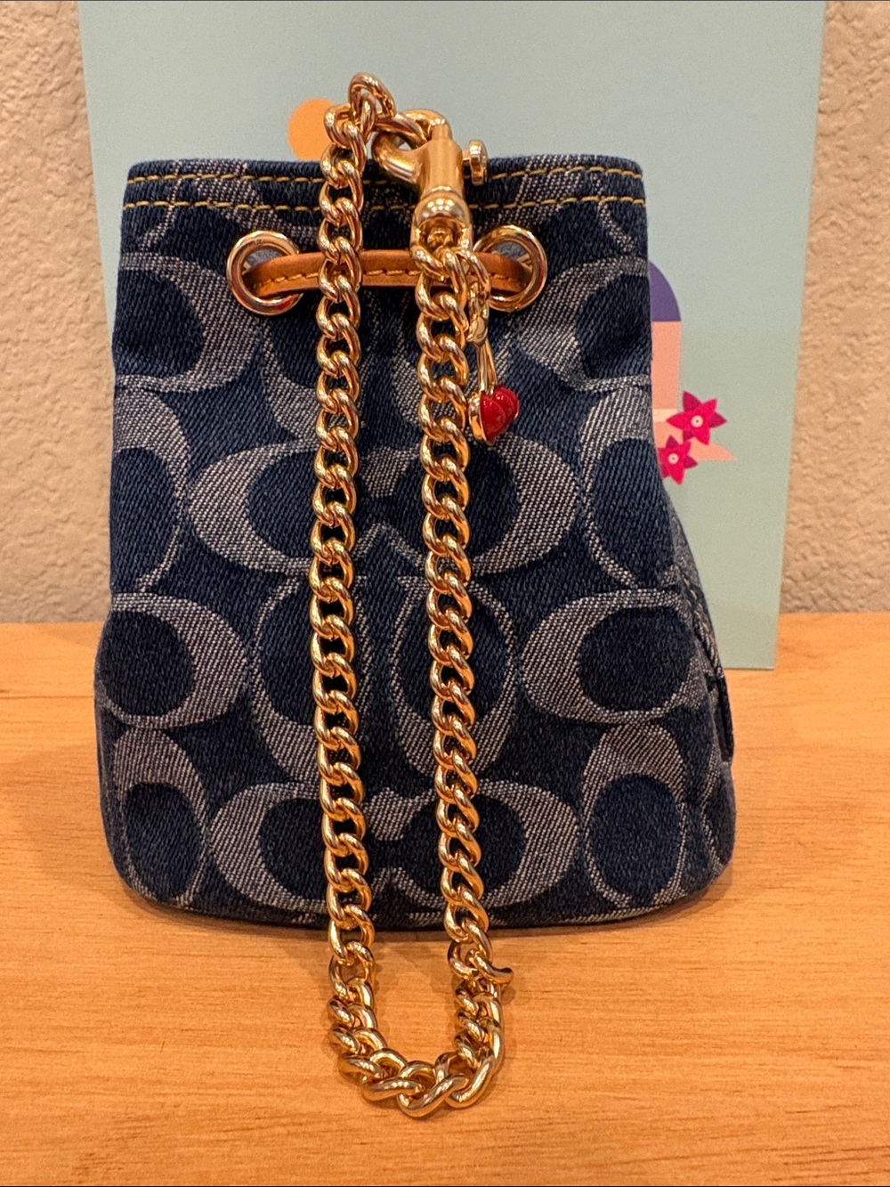 Coach Drawstring Wristlet In Signature Denim 🩵 - Picture 7 of 10